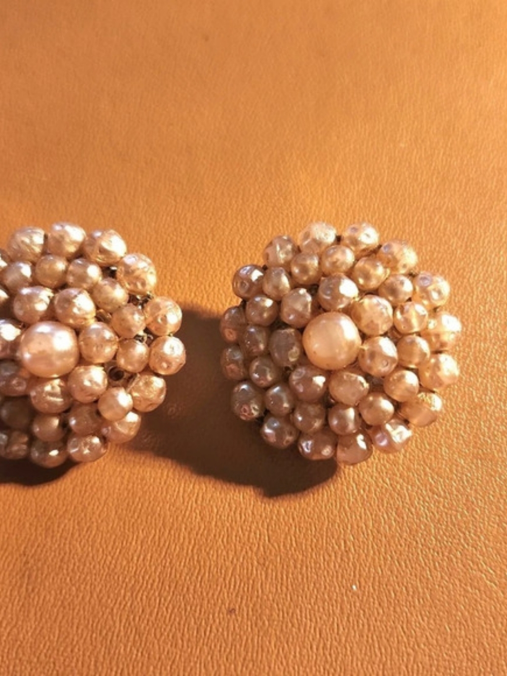 Vintage Beaded Clip-On Earrings in Gold